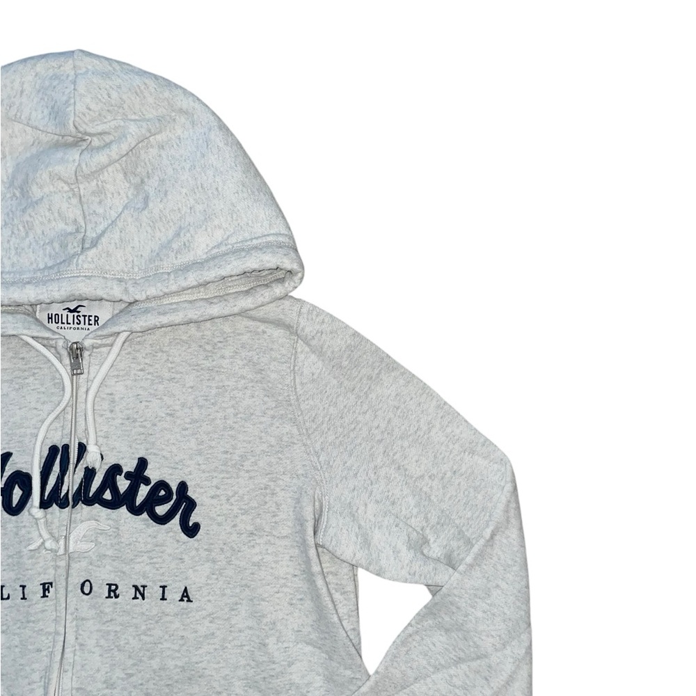 y2k hollister gray oversized embroidered graphic hoodie sweatshirt sweater - Picture 3 of 6